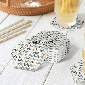 Posavasos Cuadrado con Incrustaciones de Hueso Hecho a Mano, Decoración de Mesa de Lujo de Primera Calidad con Colores Personalizados - Tradebyd - Product Image 1