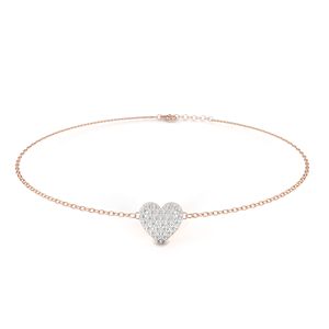 สร้อยข้อมือทองคำขาว 14K ประดับเพชรทรงหัวใจแบบเรียงกลุ่ม งานฝีมือประณีต เหมาะเป็นของขวัญวันครบรอบหรืองานเลี้ยงสำหรับผู้หญิง - Product Image 2