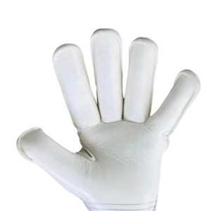 Gants de gardien de but de football en tricot blanc et bleu, design personnalisé, qualité supérieure, sangle élastique allemande de 4 mm, caoutchouc injecté à coupe négative - Product Image 4