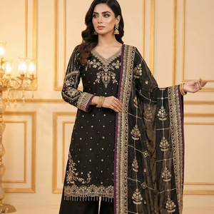 Salwar Kameez de Seda Romana Pesada Pakistaní para Mujer, Vestido Moderno para Fiesta de Diwali, Boda, Estilo Indio y Pakistaní, Económico - Product Image 1