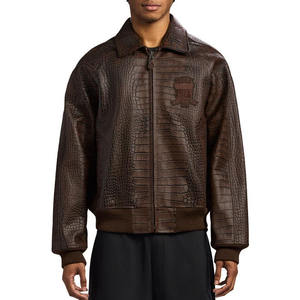 Chaqueta de Cuero Avirex Marrón con Diseño Nuevo para Hombre, Chaqueta de Cuero Transpirable Estilo Bomber, Chaqueta de Cuero Avirex de Alta Gama - Product Image 1