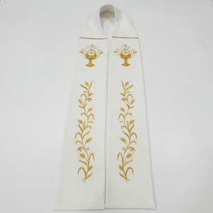 Estola de clérigo blanca bordada, vestimenta litúrgica cristiana para sacerdote, escapulario de tela personalizado para iglesia - Product Image 1