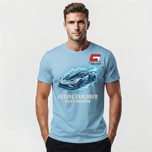T-shirt pour homme de qualité supérieure avec impression graphique, vêtement élégant pour tous les jours avec des motifs graphiques détaillés, col confortable, respirant - Product Image 1