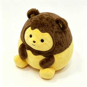 Peluche lion douce personnalisée, peluche lion avec bras et jambes moelleuses, peluche lion ronde avec crinière brune, peluche lion jaune. - Product Image 1