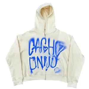 Sweat à capuche unisexe en polaire d'hiver avec cordon de serrage, broderie, design streetwear oversize, épaules tombantes et détail poche - Product Image 2