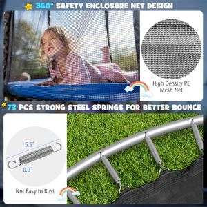 Trampolín Recreativo para Exteriores de 12 Pies con Red de Seguridad - Juguetes Divertidos para Saltar para Niños - Product Image 2