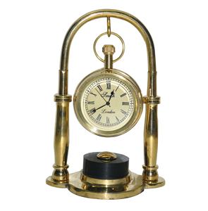 Horloge de Table Antique en laiton nautique avec boussole argent poli horloge de bureau chic pas cher horloge Antique fournitures article cadeau - Product Image 1