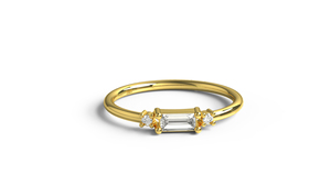 Minimalist 18K Gold Baguette And Round Diamond <b>Ring</b> <b>Stacking</b> Band Eternity Promise <b>Ring</b> Fine Jewelry for Women - Product Image 1