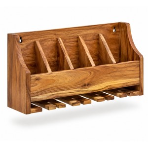 Porte-vin mural en bois d'acacia avec crochets pour verres à pied - Fabrication artisanale en gros - Product Image 1