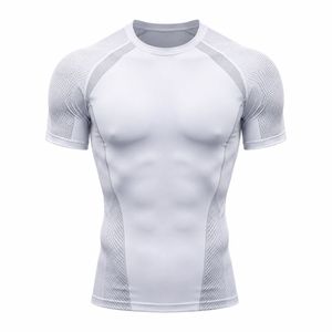 Camiseta de Compresión para Hombre, Manga Corta, Corte Ajustado, Secado Rápido, Cuello Redondo, Deportiva, Tejido de Punto, Color Sólido, Transpirable, Bloques de Color, 180g - Product Image 3