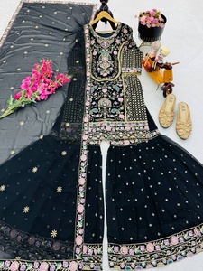 Nouvelle collection de créateurs, Salwar Kameez Dupatta en Georgette Fox, style ethnique indien traditionnel, avec broderie riche, séchage rapide, pour mariages - Product Image 3