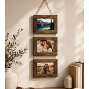 Cadre photo en bois fait main de style vintage, écologique, pour table, support décoratif pour portraits, maison, bureau, chambre, photos de famille - Product Image 5