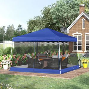 12FT X 12FT Blue Pop up <b>Canopy</b> <b>Tent</b> with Carry Bag Adjustable Height Mesh Sidewalls for Garden Parties - Product Image 2