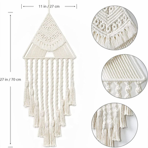 Cotton with Metal frame Modern Macrame Triangle <b>Wall</b> Hanging Tapestry <b>Wall</b> <b>Decor</b> for Bedroom Living Room <b>Nursery</b> 12 x 30 inches - Product Image 3