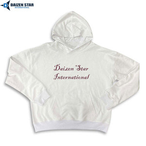 DAIZEN <b>STAR</b> Men's White Hooded Sweatshirt Cotton Print Dog <b>Design</b> Casual Autumn Wear Regular Fit Back Logo - Product Image 2