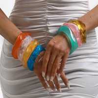 Bracelets manchette tendance en résine unisexe, colorés et géométriques, certifiés IGI, ensemble de bijoux fantaisie, accessoire de mode affirmé