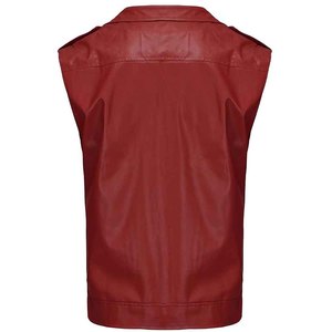 Lawd Sports <b>Brown</b> Genuine Leather Waterproof Autumn Men's Motorcycle <b>Vest</b> Sleeveless Zip-Up Outerwear Pockets Street Style - Product Image 4