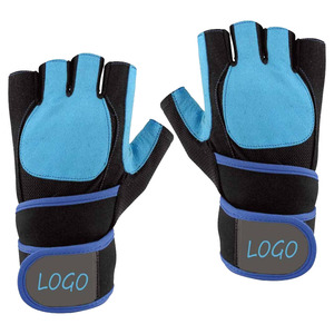 Unisex Half Finger Fitness <b>Gloves</b> Black Blue Neoprene Adjustable Wrist Strap <b>Weight</b> Lifting Gym Workout Gear - Product Image 3