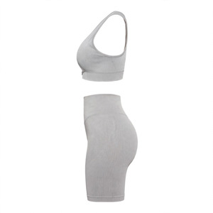 Ensemble de soutien-gorge de sport dos nageur et short cycliste pour femme, couleur personnalisable, tricoté, respirant, sans armatures, lavable en machine, toutes saisons - Product Image 5