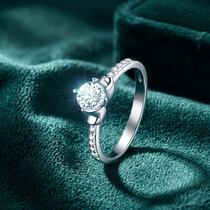 Anillo de Compromiso de Diamante Cultivado en Laboratorio, Redondo, Oro 14K, para Mujer, Joyería Fina, Regalo, Venta al Por Mayor - Product Image 2