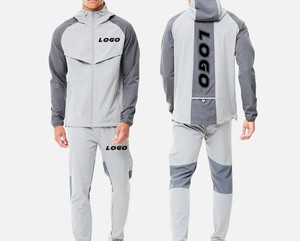 Premium Hood Nylon Panel Work Windbreaker <b>Set</b> Custom Wholesale Factory Supplier USA Casual Fall Outdoor Jacket Pants Outfit Line - Product Image 1