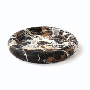 Plateau de service en forme de donut en marbre noir et or, pierre naturelle, décoration de luxe pour la maison, résistant au feu, revêtement mural de cuisine - Product Image 2