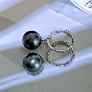 Pendientes de Perlas de Plata 925 Estilo Francés Retro para Mujer, un Par con Luz Intensa, Agua Dulce Natural, para Celebridades de Internet - Product Image 1