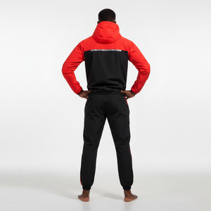 Veste de sudation sauna rouge et noire à blocs de couleur pour la course et le fitness, favorisant la perte de poids rapide, vente en gros, modèle 2026 - Product Image 6