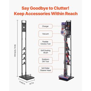 Support mural stable compatible avec les aspirateurs Dyson V6 V7 V8 V10 V11 V15, avec 4 crochets, pour DC30 DC31 DC34 DC35 - Product Image 4