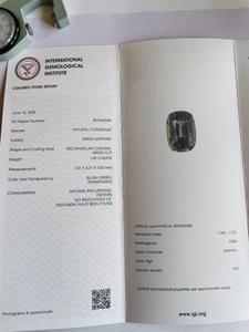 IGI Certified Natural Deep Green Sapphire <b>Rectangular</b> <b>Cushion</b> Cut Non Heated Non Treated 1.49 Ct Collector Gemstone for Jewelry - Product Image 6