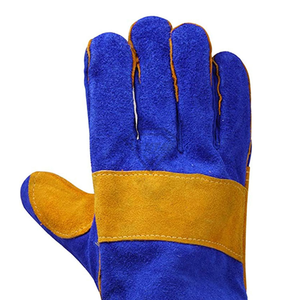 Gants de soudage en cuir croûte bleu et or, résistants à la chaleur, de protection robuste, pour la sécurité au travail - Fabricant - Product Image 6
