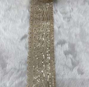 Espejo de mano con bordado de perlas y encaje festoneado, elegante caftán indio, sari, accesorio decorativo de costura al por mayor - Product Image 2