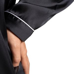Conjunto de Pijama Negro para Mujer, Camisa de Manga Larga con Botones y Pantalones a Juego, Ropa de Dormir Clásica y Suave, Fabricante OEM Personalizado - Product Image 6