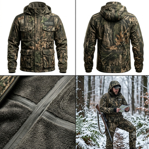 Mens OEM Custom <b>Waterproof</b> Softshell Hunting <b>Jacket</b> Windproof Insulated <b>Camo</b> Outdoor Summer Sports Apparel Coat Nylon Front - Product Image 6