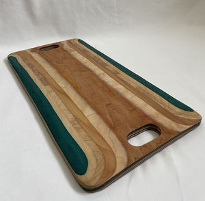 Planche à découper rustique en bois dur et résine pour cuisine, élégante planche en bois époxy pour salle à manger moderne - Product Image 1
