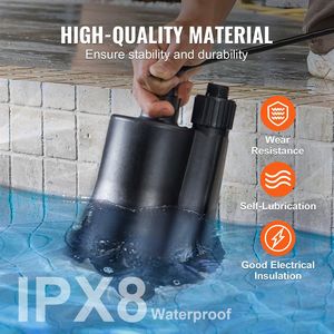 Bomba de sumidero de alto flujo de 1/3 HP, 2450 GPH, cabezal de 30 pies, bomba de agua sumergible de utilidad portátil, cable de alimentación de 10 pies de largo para piscinas de drenaje - Product Image 3