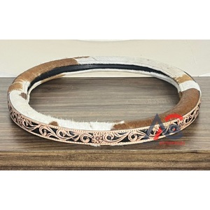 Nouvelle housse de protection pour volant de voiture en cuir de vachette véritable, faite à la main, style western, accessoire d'intérieur automobile, vente directe usine - Product Image 1