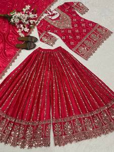 2025 Women's Traditional Sharara Summer Wedding Party Pakistani Punjabi Suits Custom Stitched Georgette Fabric Special Occasion - Product Image 3