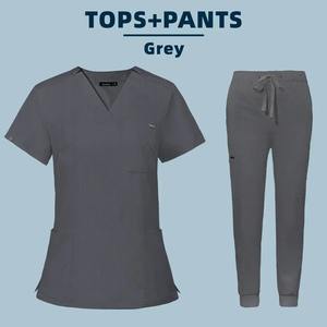 Conjunto de Uniforme Médico para Mujer, Tejido, ODM, con Múltiples Bolsillos, Blusa y Pantalones, Uniformes de Hospital con Logotipo Personalizado - Product Image 4