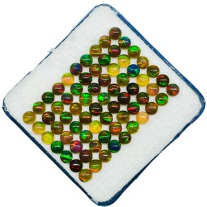 Opale éthiopienne noire naturelle 3mm ronde, cabochon chatoyant, pierres précieuses en vrac, prix de gros, lot de pierres précieuses pour la fabrication de bijoux - Product Image 1