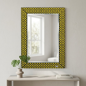 Modern Decorative Rectangle <b>Mirror</b> 24x36 Inch |Unique Yellow Printed Frame Design | Elegant Wall <b>Hanging</b> <b>Mirror</b> for Home, Office - Product Image 4