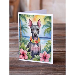 American Hairless Terrier Luau Tarjetas de felicitación Paquete de 8 Whimsical A7 Tamaño 5x7 Tarjetas de notas en blanco con sobres - Product Image 2