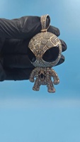 Colgante de Lujo para Hombre de Plata de Ley 925 Chapado en Oro con Moissanita VVS, Diseño de Mascarilla de Telaraña Estilo Hip Hop Bling de Spiderman de Dibujos Animados