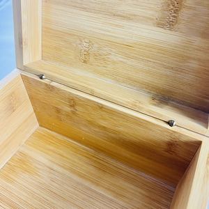 Boîte à cartes de recettes en bambou – Rangement carré élégant pour cartes de recettes, reçus et clés |   Organisateur de bureau en bambou naturel, cadeau idéal - Product Image 6