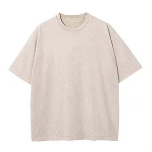 เสื้อยืดสไตล์วินเทจฟอกสีแบบทำเก่าสำหรับผู้ชาย เสื้อโอเวอร์ไซส์ใส่สบายสำหรับฤดูร้อน เสื้อยืดผ้าฝ้าย 100% เสื้อผ้าผู้ชายไซส์ใหญ่ - Product Image 3