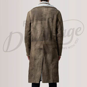 Abrigo Largo de Gamuza Marrón para Hombre, Abrigo de Invierno Cálido con Forro de Piel Sintética, Abrigo de Gamuza Desgastada con Cremallera Interior - Product Image 3