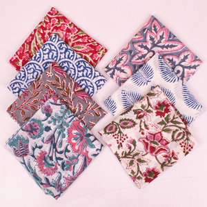 Hand Block Printed Cotton <b>Square</b> <b>Scarf</b>-Multi-Functional Women's Outdoor & Travel Use Floral Patterns Reversible Wraps All Season - Product Image 2