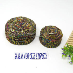 Indian Handmade Jewelry Trinket <b>Box</b> with Beaded Design Luxury <b>Wedding</b> <b>Favor</b> Packaging <b>Box</b> Trinket Jewelry <b>Box</b> 2 pcs Set - Product Image 1