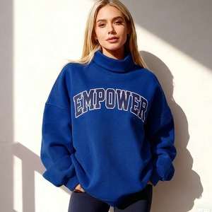 Sweat-shirt réversible en coton à col rond avec logo personnalisé imprimé, style universitaire, surdimensionné, pour femme, idéal pour le Pilates et le yoga - Product Image 4