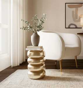 Mesa de Centro Redonda Moderna Impresionante de 20 Pulgadas de Altura, Mueble Decorativo para Sala de Estar - Product Image 1